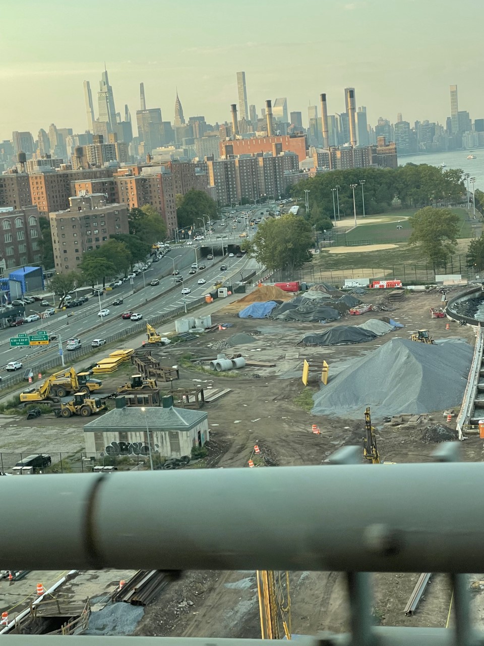 photo of demolished East River Park from a bridge